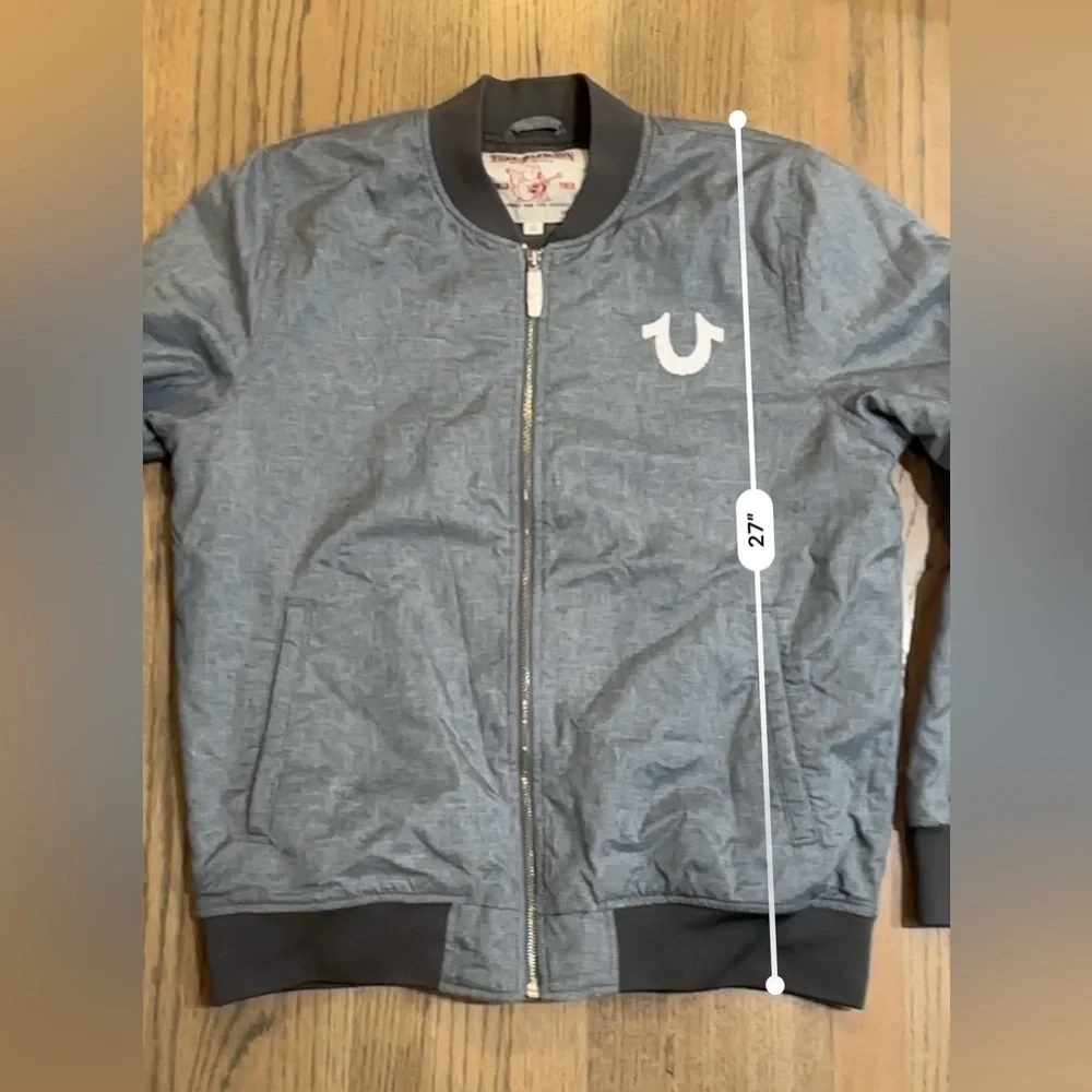 True Religion Gray Bomber Jacket-Size Large